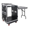 Sound Town STMR-14TPS10 14U (14 Space) PA/DJ Road/Rack ATA Case with 11U Slant Mixer Top, Casters and Standing Lid Table - Workstation