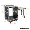 Sound Town STMR-14TPS10 14U (14 Space) PA/DJ Road/Rack ATA Case with 11U Slant Mixer Top, Casters and Standing Lid Table - Dimensions