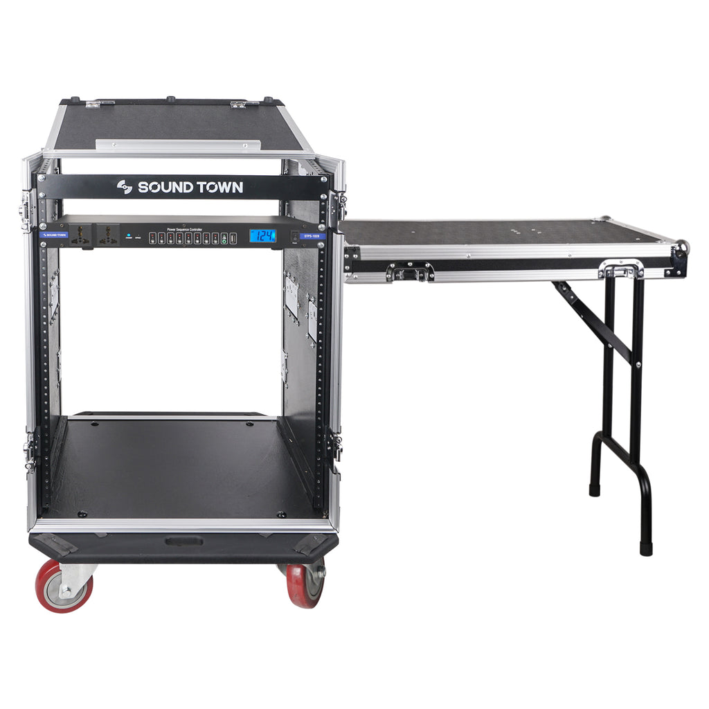 STMR-14TPS10 | 14U Road Case w/ Mixer Top, DJ Work Table, AC