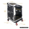 Sound Town STMR-14UW-R 14U (14-Space) PA DJ Rack/Road ATA Case with 11U Slant Mixer Top, 20.2" Rackable Depth and Casters, Refurbished - Size and Dimensions