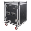 Sound Town STMR-14UWT 14U (14 Space) PA/DJ Road/Rack ATA Case with 11U Slant Mixer Top, Casters and Standing Lid Table - Transportable