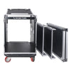 Sound Town STMR-14UW-R 14U (14-Space) PA DJ Rack/Road ATA Case with 11U Slant Mixer Top, 20’’ Rackable Depth and Casters, Refurbished - Flight Case