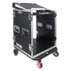 Sound Town STMR-14UW-R 14U (14-Space) PA DJ Rack/Road ATA Case with 11U Slant Mixer Top, 20’’ Rackable Depth and Casters, Refurbished -  Laptop Platform