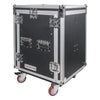 Sound Town STMR-14UW-R 14U (14-Space) PA DJ Rack/Road ATA Case with 11U Slant Mixer Top, 20’’ Rackable Depth and Casters, Refurbished - Portable, Transportable
