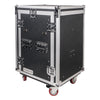 Sound Town STMR-16TD3 16U PA DJ Pro Audio Rack/Road ATA Case with 11U Slant Mixer Top, Locking Drawer, Side Table, 20" Rackable Depth and Casters - Transportable