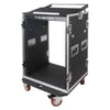 Sound Town STMR-16UWT2 16U Rack Case with 11U Top Space, Two DJ Work Tables - Without Cover Lid
