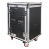 Sound Town STMR-16UWT-R 16U (16 Space) PA/DJ Rack/Road ATA Case with 11U Slant Mixer Top, 20’’ Rackable Depth, DJ Work Table and Casters, Refurbished - Transportable