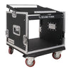 Sound Town STMR-8D2 8U (8 Space) PA DJ Pro Audio Rack/Road ATA Case with 11U Slant Mixer Top, 20.2" Rackable Depth and Casters - recessed carry handles