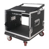 Sound Town STMR-8D2 8U (8 Space) PA DJ Pro Audio Rack/Road ATA Case with 11U Slant Mixer Top, 20.2" Rackable Depth and Casters - heavy-duty latches