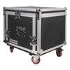 Sound Town STMR-8D2 8U (8 Space) PA DJ Pro Audio Rack/Road ATA Case with 11U Slant Mixer Top, 20.2" Rackable Depth and Casters - Plywood