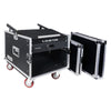 Sound Town STMR-8D2 8U (8 Space) PA DJ Pro Audio Rack/Road ATA Case with 11U Slant Mixer Top, 20.2" Rackable Depth and Casters - Removable Front and Top Cover Lids