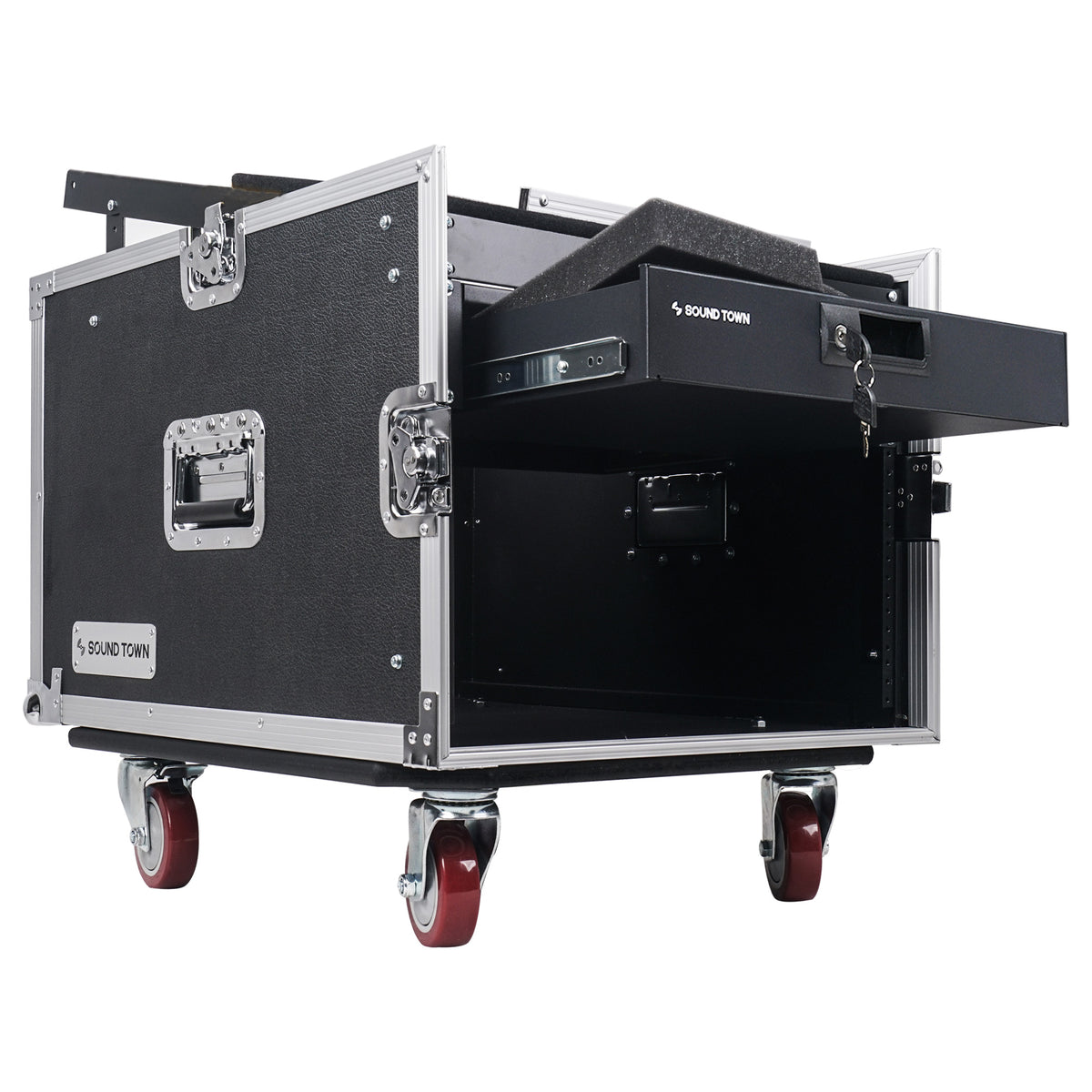 STMR-8D2 | 8U Space PA DJ Rack/Road Case, Locking Drawer, Slant