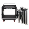 Sound Town STMR-8UW 8U (8 Space) PA/DJ Road/Rack ATA Case with 11U Slant Mixer Top and Casters - Removable Front and Back
