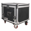 Sound Town STMR-8UW 8U (8 Space) PA/DJ Road/Rack ATA Case with 11U Slant Mixer Top and Casters - Aluminum-Reinforced Plywood