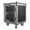 Sound Town STMR-S12UW 12U (12 Space) PA/DJ Road/Rack ATA Case with 11U Slant Mixer Top and Casters - Plywood