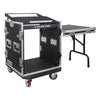 Sound Town STMR-S12UWT 12U (12 Space) PA/DJ Rack/Road ATA Case with 11U Slant Mixer Top, 20’’ Rackable Depth, DJ Work Table and Casters - Detachable Side Table