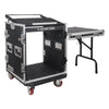 Sound Town STMR-S12UWT-R 12U (12 Space) PA/DJ Rack/Road ATA Case with 11U Slant Mixer Top, 20’’ Rackable Depth, DJ Work Table and Casters, Refurbished - Detachable Side Table