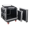Sound Town STMR-SP10UW Shock Mount 10U (10 Space) PA/DJ Rack/Road ATA Case with 20" Rackable Depth, 11U Slant Mixer Top and Casters - Removable Top and Front Covers