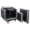 Sound Town STMR-SP8UW Shock Mount 8U (8 Space) PA/DJ Rack/Road ATA Case with 20" Rackable Depth, 11U Slant Mixer Top and Casters - Removable Top and Front Cover