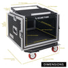 Sound Town STMR-SP8UW Shock Mount 8U (8 Space) PA/DJ Rack/Road ATA Case with 20" Rackable Depth, 11U Slant Mixer Top and Casters - Size and Dimensions