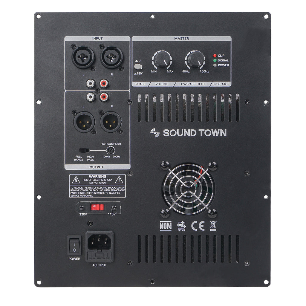 Sound Town STPAS-800D Class-D 700W RMS Plate Amplifier for PA DJ Subwoofer Cabinets with LPF - Amp Module