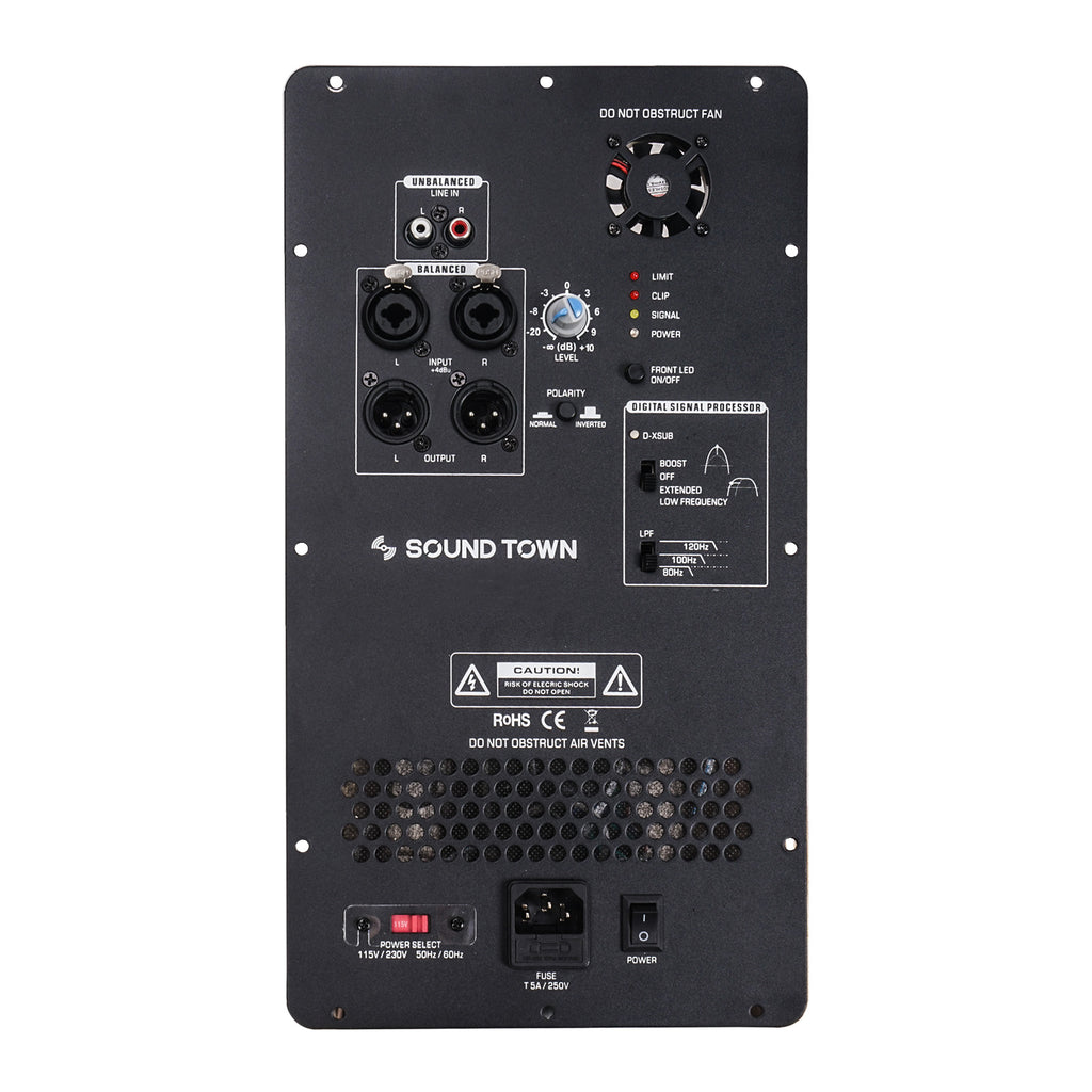 Sound Town STPAS-A3 Class-AB Plate Amplifier for PA DJ Subwoofer Cabinets, 700W RMS, w/ LPF