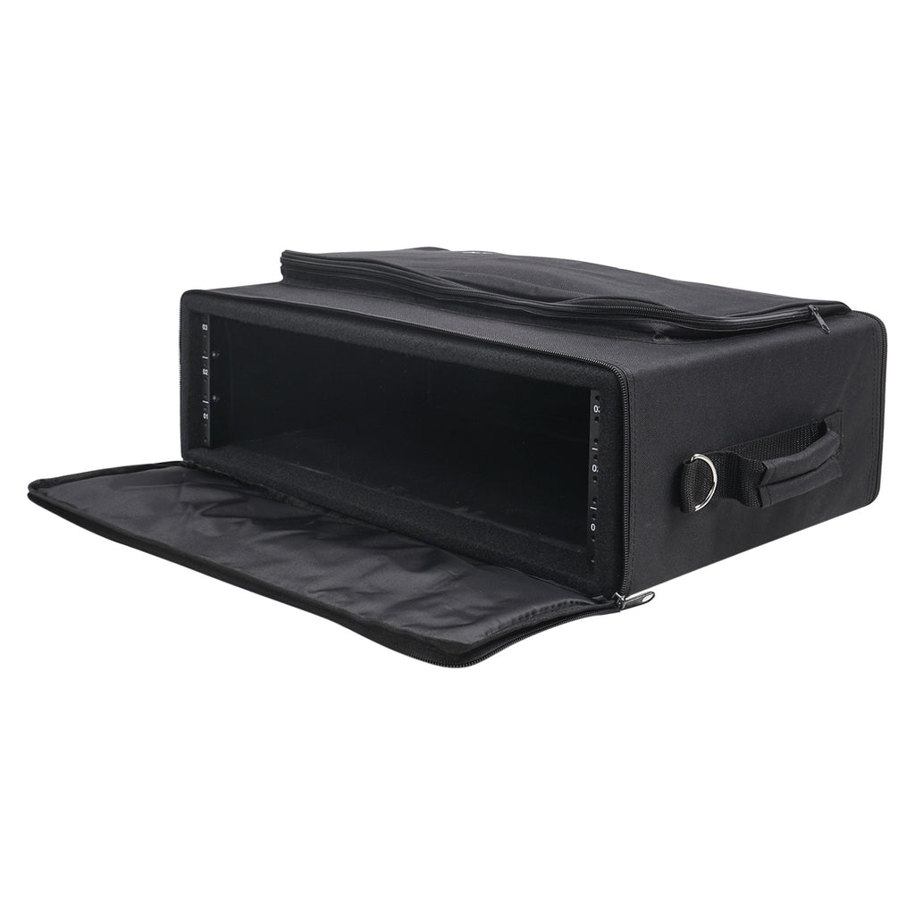 Sound Town STRB-316B Portable 3U Rack Bag, Soft Rack Case with 14" Rackable Depth, Plywood Rack Frame, Shoulder Strap, Accessory Pocket - Padded