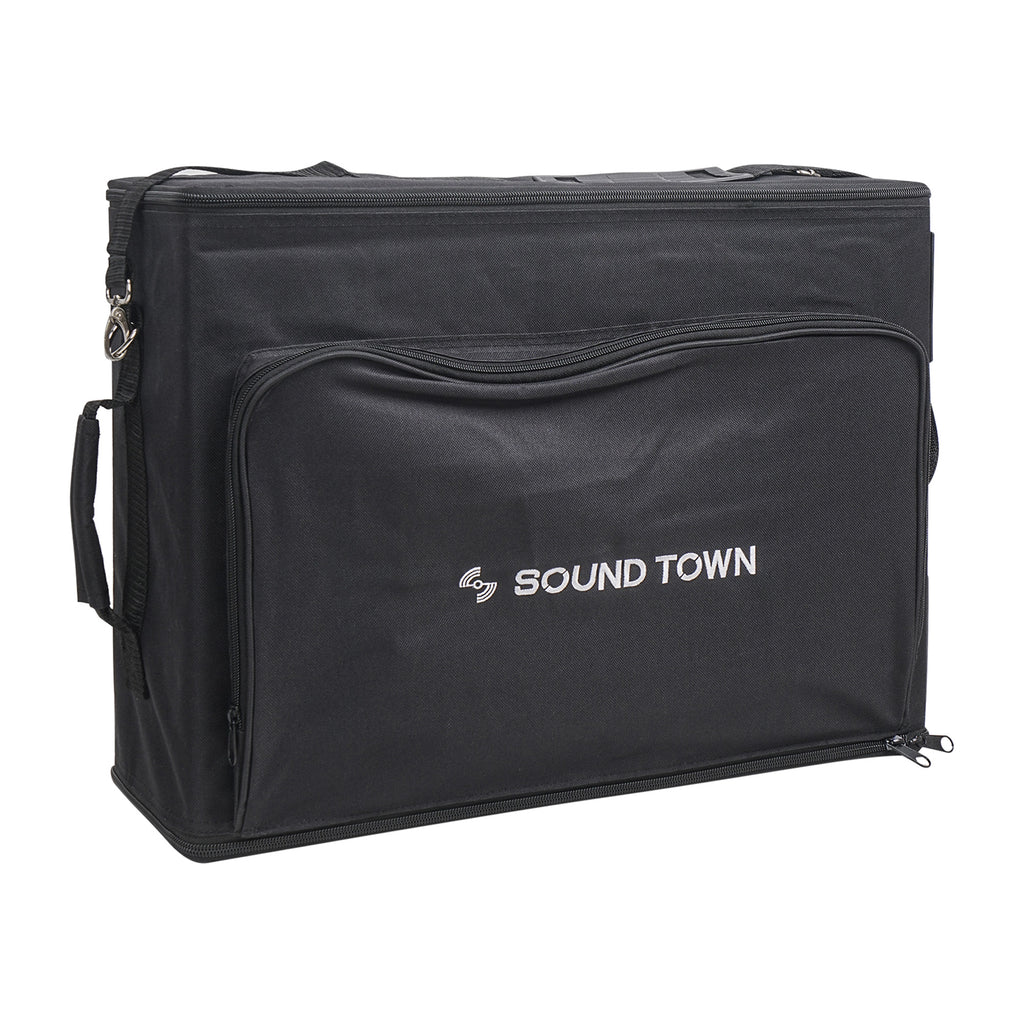 Sound Town STRB-316B Portable 3U Rack Bag, Soft Rack Case with 14" Rackable Depth, Plywood Rack Frame, Shoulder Strap, Accessory Pocket for Travel