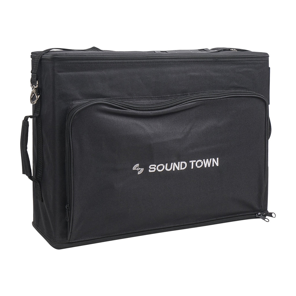 Sound Town STRB-316B-R Portable 3U Rack Bag, Soft Rack Case with 14" Rackable Depth, Plywood Rack Frame, Shoulder Strap, Accessory Pocket for Travel, Refurbished