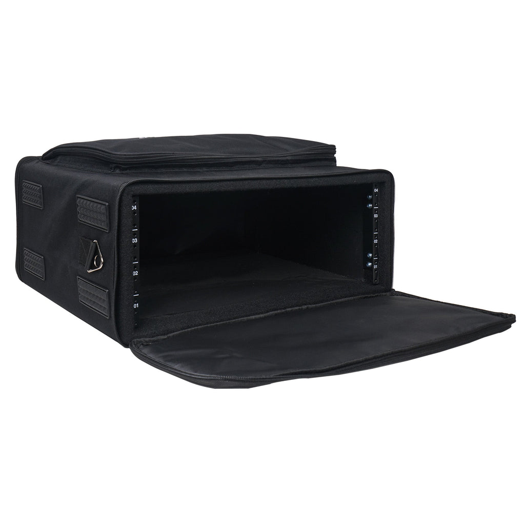 Sound Town STRB-416B-R Portable 4U Soft Rackmount Bag Case with 14" Rackable Depth, Plywood Frame, Shoulder Strap, Accessory Pocket for PA Audio Equipment, Refurbished