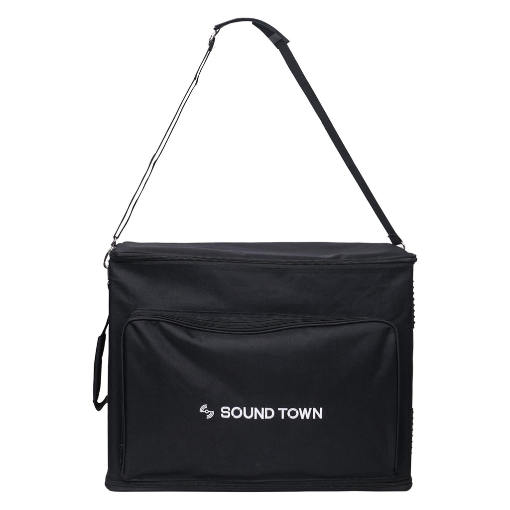 Sound Town STRB-416B Portable 4U Soft Rackmount Bag Case with 14" Rackable Depth, Plywood Frame, Shoulder Strap, Accessory Pocket - Easy to Transport, Lightweight, for Small PA Equipment