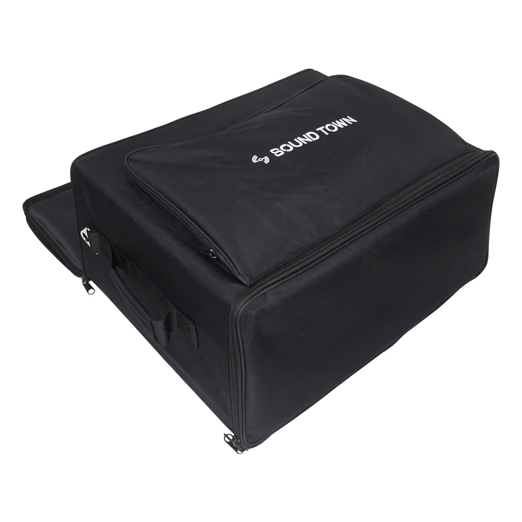 Sound Town STRB-616B-R Portable 6U Soft Rack Bag Case w/ 14" Rackable Depth, Plywood Frame, Padded Nylon, Shoulder Strap, Accessory Pocket for Cables, Microphones, Accessories, Refurbished