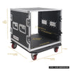 Sound Town STRC-10UW 10U PA/DJ Rack/Road Case, 10-Space, with 17” Depth, Casters, Plywood, Metal Ball Corners, Pro Tour Grade - Internal & External Size & Dimensions