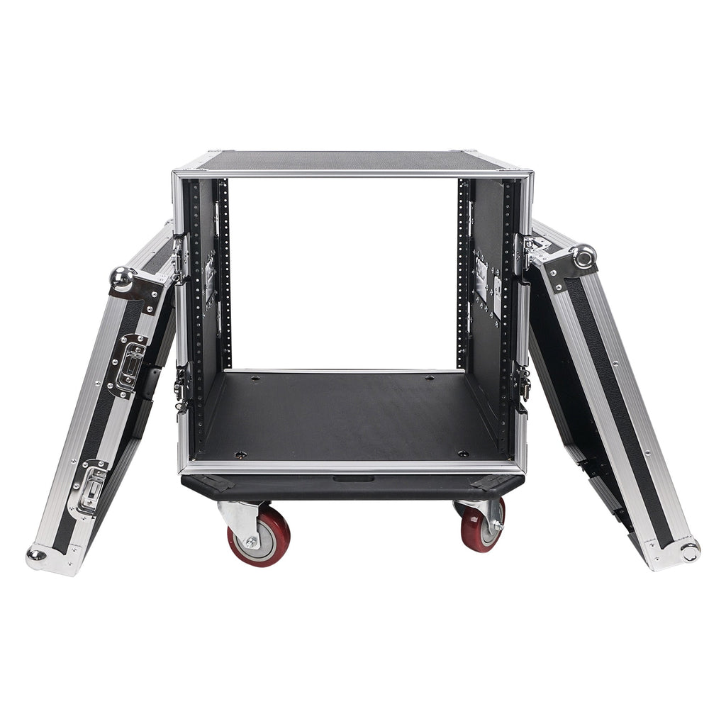 Sound Town STRC-10UW-R 10U PA/DJ Rack/Road Case, 10-Space, with 17” Depth, Casters, Plywood, Metal Ball Corners, Refurbished - Pro Tour Grade, Removable Front and Back Covers