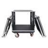Sound Town STRC-10UW 10U PA/DJ Rack/Road Case, 10-Space, with 17” Depth, Casters, Plywood, Metal Ball Corners - Pro Tour Grade, Removable Front and Back Covers