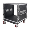 Sound Town STRC-10UW 10U PA/DJ Rack/Road Case, 10-Space, with 17” Depth, Casters, Plywood, Metal Ball Corners - Pro Tour Grade, Wheels