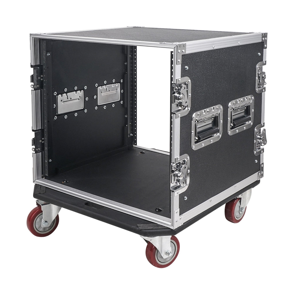Sound Town STRC-10UW-R 10U PA/DJ Rack/Road Case, 10-Space, with 17” Depth, Casters, Plywood, Metal Ball Corners, Refurbished - Pro Tour Grade, Wheels