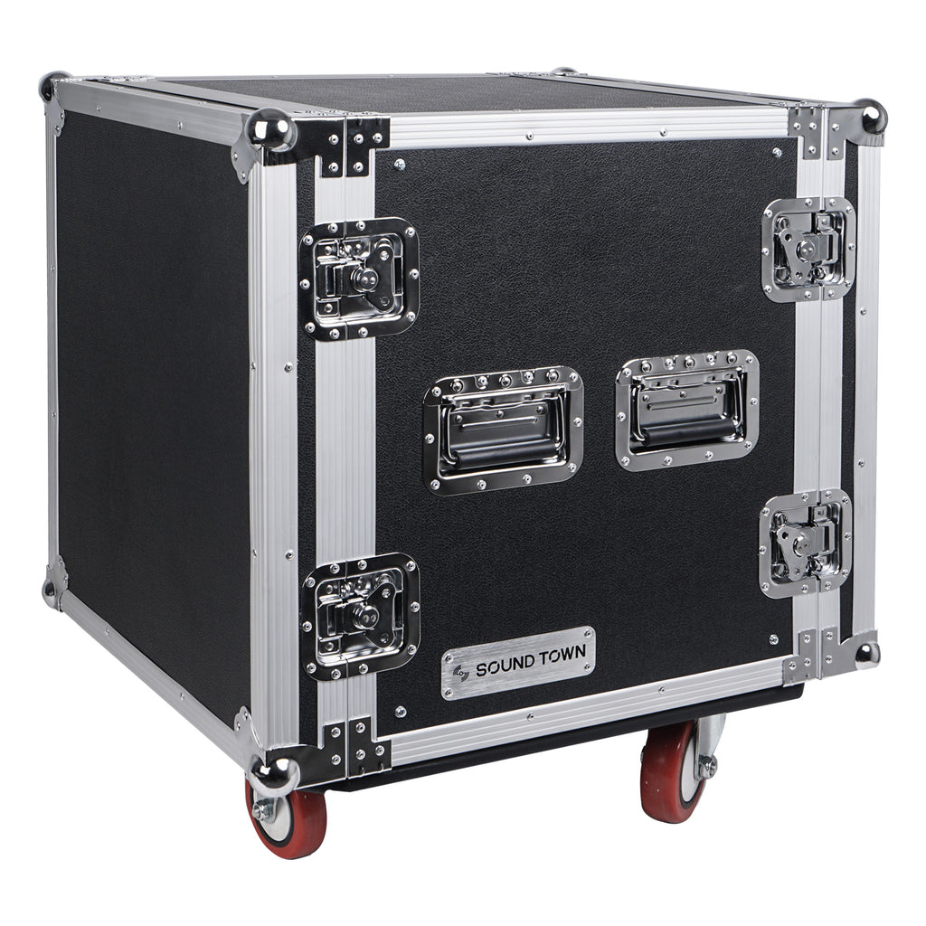Sound Town STRC-12PSA28 12U (12 Space) PA/DJ Rack/Road Case with 17” Depth, Casters, Plywood - Front Panel