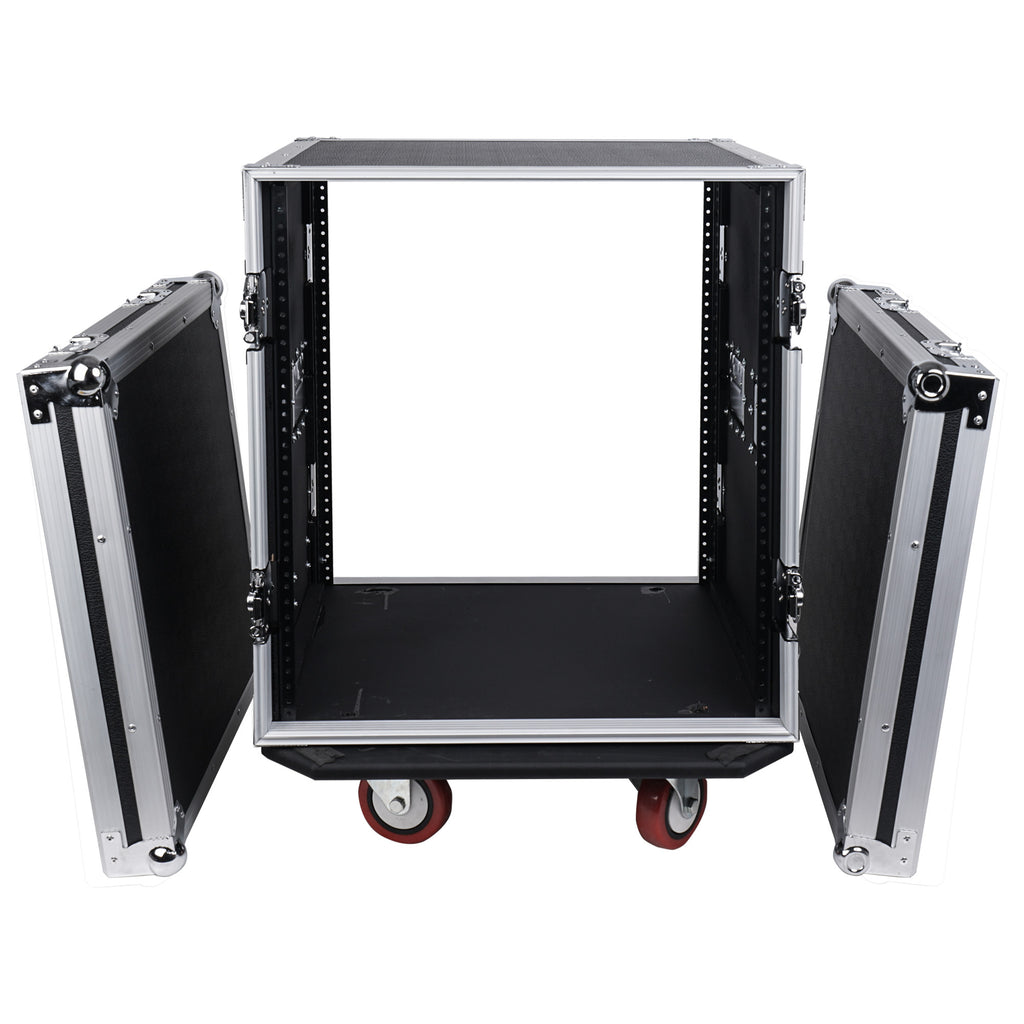 Sound Town STRC-12PSA28 12U (12 Space) PA/DJ Rack/Road Case with 17” Depth, Casters, Plywood - removable lid covers
