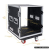 Sound Town STRC-12UW 12U (12 Space) PA DJ Rack Road Flight Case with 17” Depth, Casters, Plywood - Size, Internal and External Dimensions