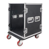 Sound Town STRC-14UW 14U Space PA/DJ Rack/Road Case w/ 17" Depth, Casters, Plywood, Metal Ball Corners - Hard ATA Case