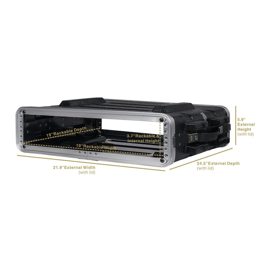 Sound Town STRC-2U-R ABS Rack Road Case Dimensions and Size, Refurbished