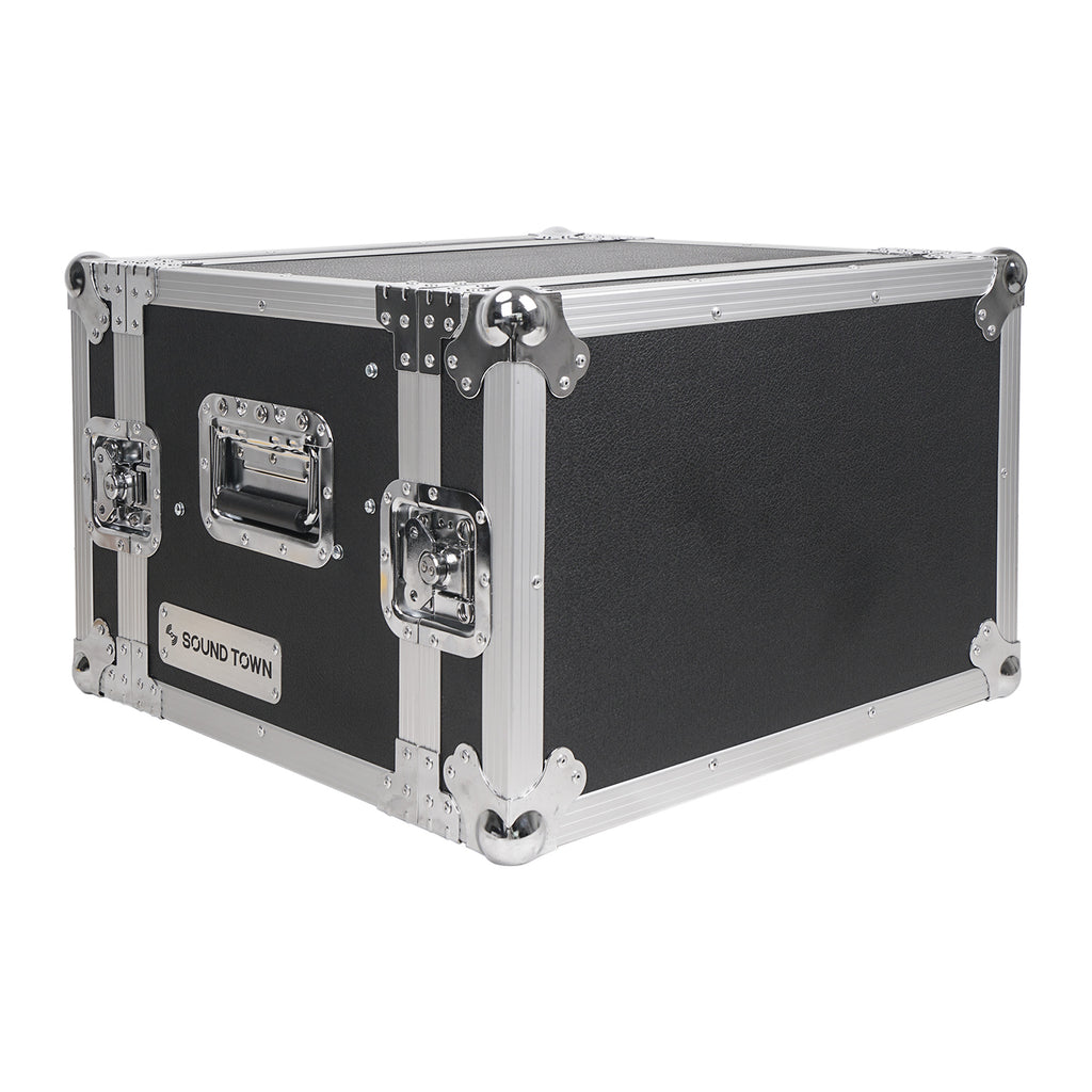Sound Town STRC-4U2DR 4U Space Rack Case w/ 2U Rack Drawer, Accessory Pouch for 19" Amps/Mixers/Microphone Receivers - Road/Flight Case