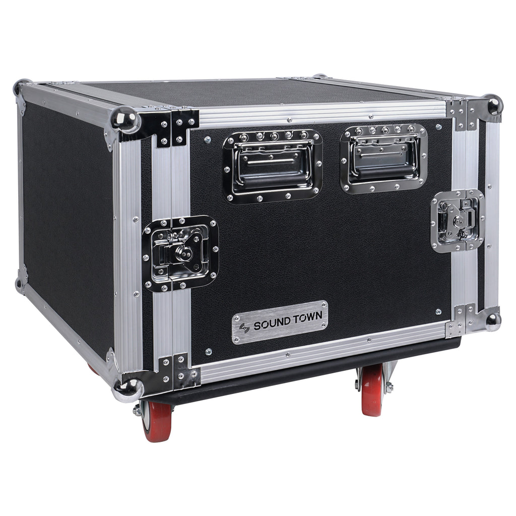 Sound Town STRC-8PSA28 STRC Series 8U (8 Space) PA/DJ Rack/Road Case with 17” Depth, Casters, Plywood - Right Panel