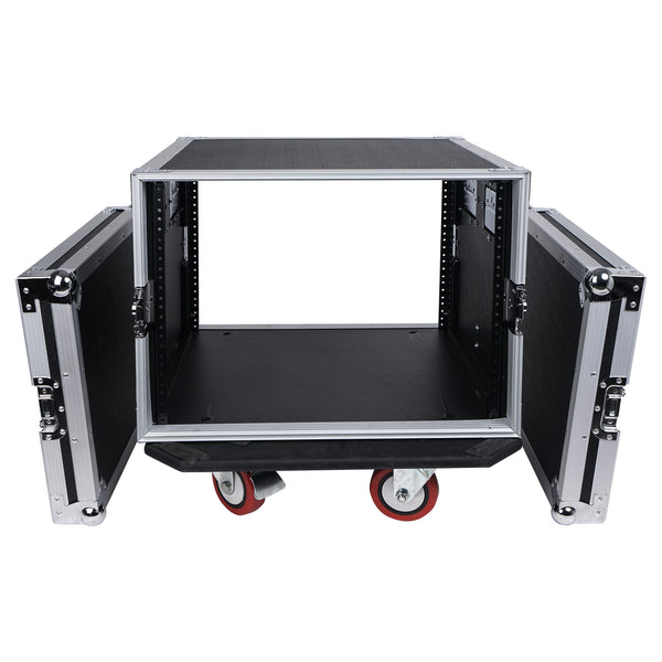STRC-8UW | 8U (8 Space) PA DJ Rack Road Case with Casters, Plywood