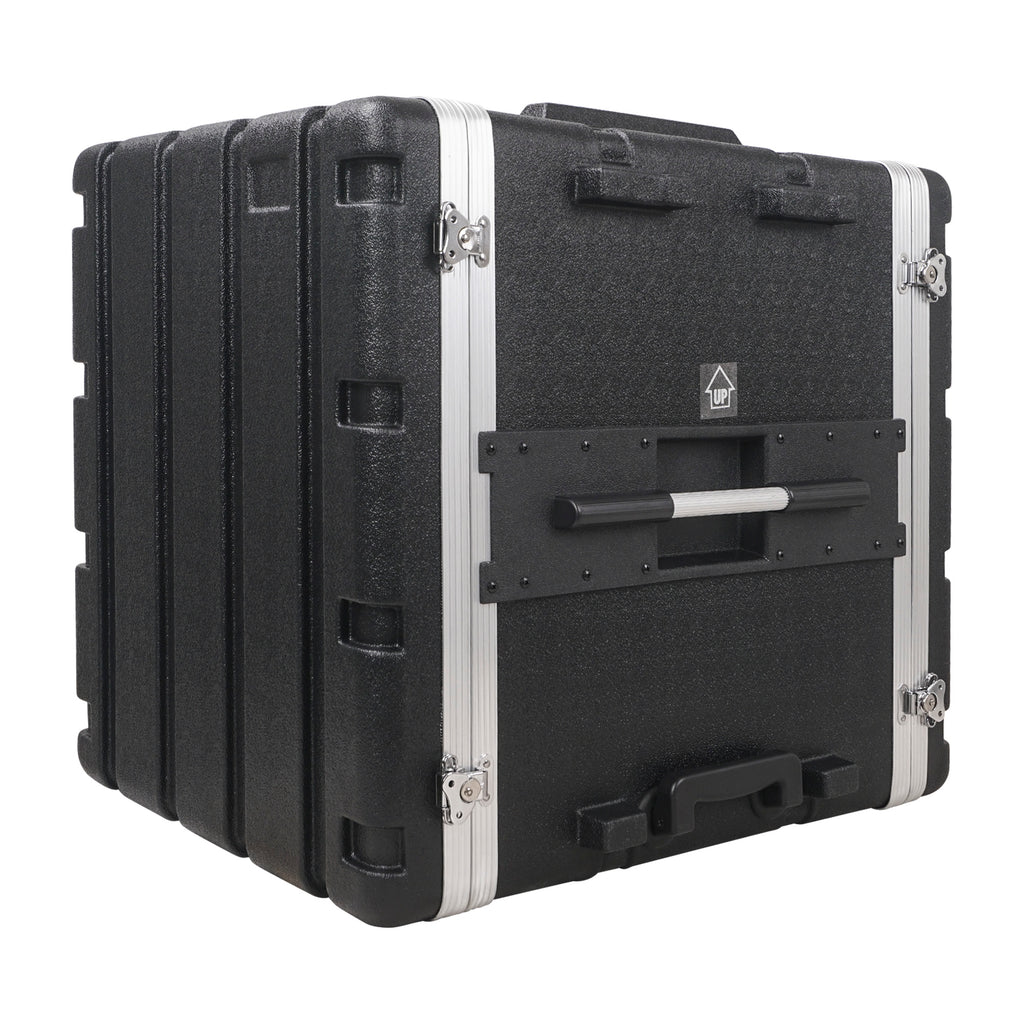 Sound Town STRC-A12UT Lightweight and Compact 12U PA DJ Rack/Road Case with 11U Rack Space, ABS Construction, 19" Depth, Retractable Handle, Wheels and Heavy-Duty Latches - Airplane Ready