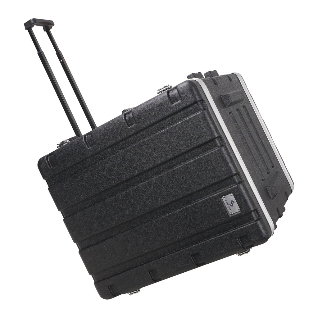 Sound Town STRC-A12UT-R Lightweight and Compact 12U PA DJ Rack/Road Case with 11U Rack Space, ABS Construction, 19" Depth, Retractable Handle, Wheels and Heavy-Duty Latches, Refurbished - Transportable