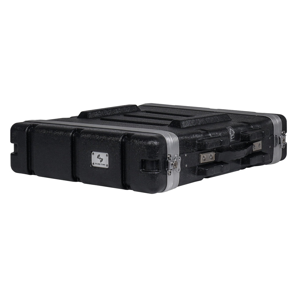 Sound Town STRC-A2U-R Lightweight and Compact 2U (2 Space) PA DJ ABS Rack/Road Case, 19” Depth and Heavy-Duty Latches, Refurbished - Main