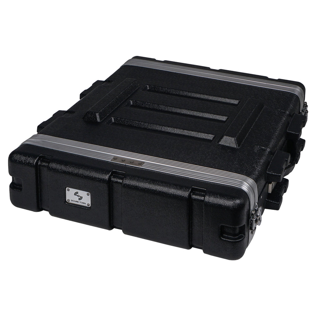 Sound Town STRC-A2U-R Lightweight and Compact 2U (2 Space) PA DJ ABS Rack/Road Case, 19” Depth and Heavy-Duty Latches 1, Refurbished