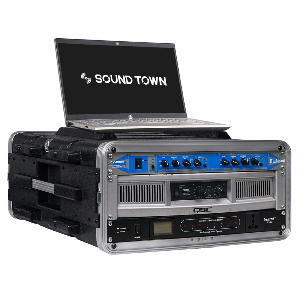 Sound Town STRC-A4U Lightweight and Compact 4U (4 Space) PA DJ ABS RackRoad Case, 19-inch Depth and Heavy-Duty Latches for Laptop and Amplifier - Product Demonstration